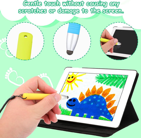 Kid-Friendly Stylus Pens for Touch Screens, Capacitive Kids Stylus with Spring Cord Children's Tablet Crayon Stylus Pen for iPad iPhone Kindle Fir...