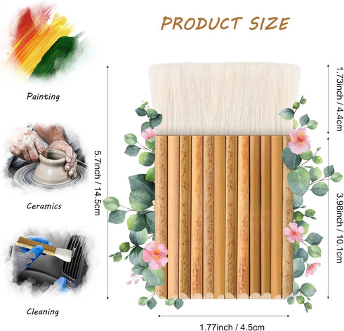 2 Pieces Hake Blender Brush Bamboo Brush for Ceramics Paint Brush Applicator Artist Drawing Brush Craft Painting Brushes for Watercolor, Wash, Cer...
