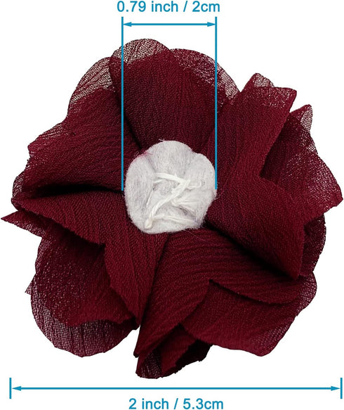 30pcs Rhinestone Chiffon Flower 2" Sewing Fabric Appliques for Clothing Craft Party Wedding Decor Tassel Topper Decoration Gift Wrapping Headbands...