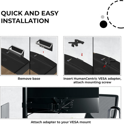 HumanCentric VESA Mount Adapter compatible with HP Pavilion 27xw, 25xw, 24xw, 23xw, 22xw, 22cwa, 27cw, 25cw, 24cw, 23cw, and 22cw Monitors...