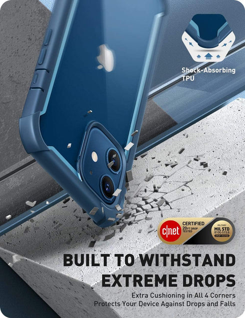 i-Blason Ares Case for iPhone 12, iPhone 12 Pro 6.1 Inch (2020 Release), Dual Layer Rugged Clear Bumper Case with Built-in Screen Protector (Blue)...