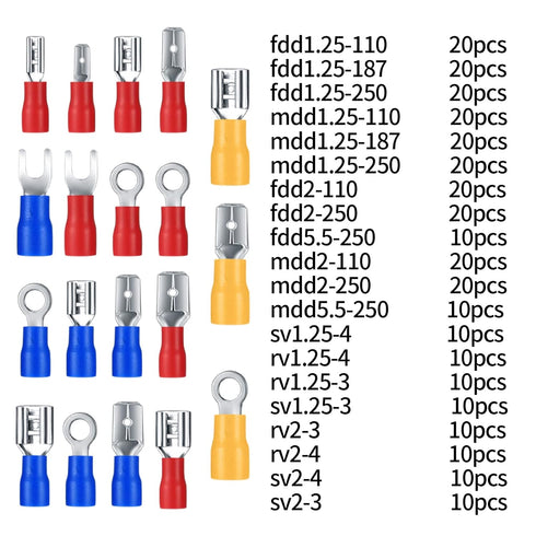 300 Pcs Electrical Connectors, Insulated Wire Cable Electrical Connectors, Fork Ring Spade Butt Quick Disconnect Crimp Terminals Lugs Set, Male/Fe...
