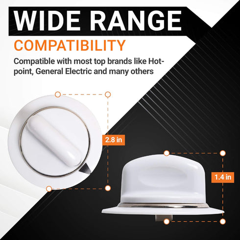 (2023 Update) WE1M654 Dryer Timer Knob with Reinforced Metal Ring Replacement Part by BlueStars - Exact Fit For GE & Hotpoint Dryers - Replaces AP3995098 WE01M0443 WE1M443 1264290 - PACK OF 2