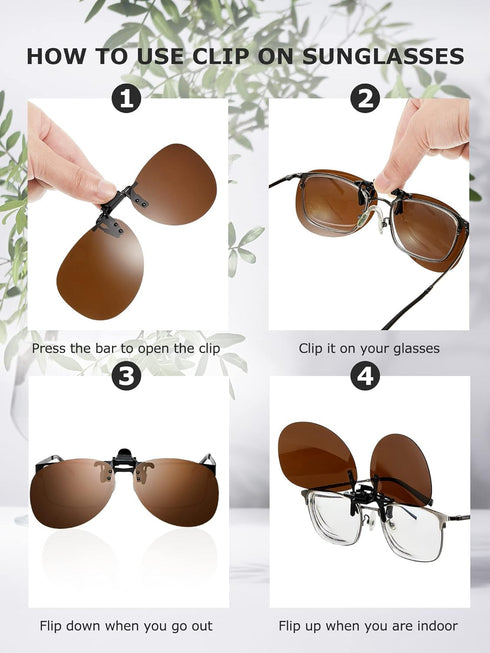 5 Pairs Clip on Sunglasses for Men Flip up Clip on Sunglasses Polarized Flip up Sunglasses Night Driving Clip on Glasses for Men(Classic Color)...