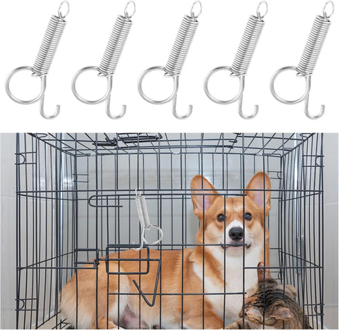 10 PCS Spring Latch for Cages, Multi-Functional Spring Loaded Latch Hook Metal Pet Cages Door Spring Latch for Fixing Small Animal, Rabbit, Dog, C...