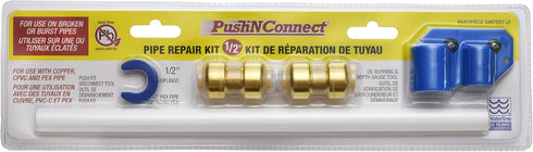 Waterline ½” Pipe Repair Kit | For PEX, Copper and CPVC Pipe | Removal Tool and Deburring Tool Included | Includes 2 Brass Straight Pushfit Coupli...