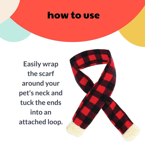 Huxley & Kent Pet Scarf | Buffalo Check (Large) | Festive Christmas Holiday Accessory for Dogs/Cats | Holiday Pet Scarf Neckwear| Cute Fun Winter ...