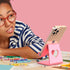 Crpich Acrylic Cell Phone Stand, Portable Phone Holder, Pink Phone Stand for Desk, Compatible with Phone15 14 13 12 Pro Max Mini 11 Plus SE, Switc...