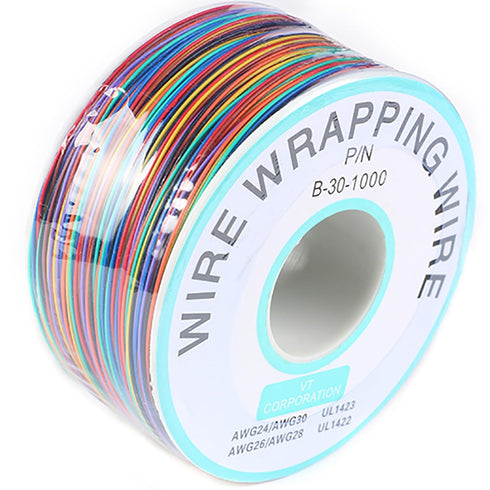 8-Color Electronic Wire DM-30-1000 Wire Wrapping Wire 30 AWG Single Core Wire Circuit Board OK Wire 30 Gauge 250M Tinned Copper Solid Cable P/N PC...