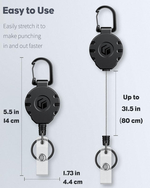 Uniclife Retractable Keychain for Badge Holder Heavy Duty Badge Reel for up to 8 oz Strong ABS Casing with Stainless Steel Spring Coil 31.5 Inch S...