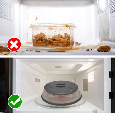 Collapsible Microwave Cover for Food Microwave Splatter Cover Dishwasher Safe,BPA Free,10.5 inch,Gray...
