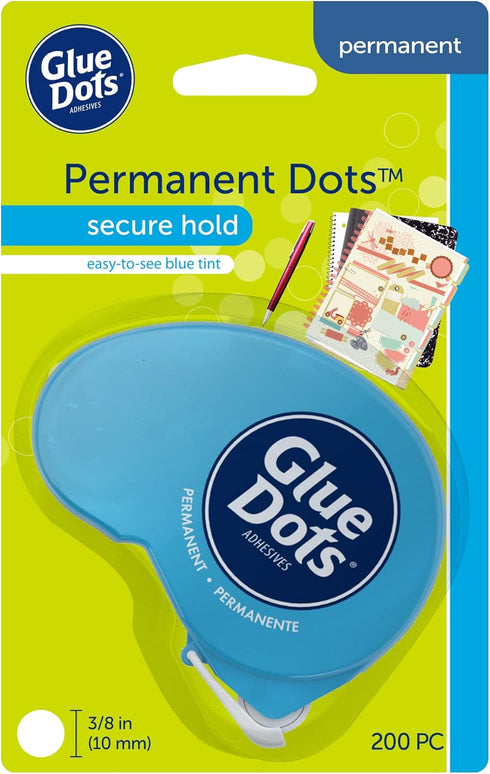 Glue Dots, Permanent Dots Dot N' Go Dispenser, Double-Sided, 3/8", .38 Inch, 200 Dots, DIY Craft Glue Tape, Sticky Adhesive Glue Points, Liquid Ho...