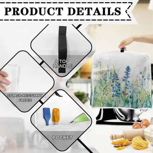 Dust Cover for Tilt Head 4.5-5 Quart and Extra Accessories, Dust Proof Easy to Clean Kitchen Stand Mixer Cover Electric Appliance Cover with Pocke...