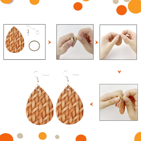AOUXSEEM 401 Pcs Faux Leather Earrings Making Kit, Contains 120 Pcs Random Double Sided Teardrop Precut Earrings Pieces Hooks Jump Rings Opener Di...