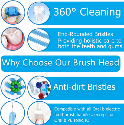 Replacement Toothbrush Heads Compatible with Braun Oral b 7000/Pro 1000/9600/ 5000/3000/8000/Genius and Smart Electric Toothbrush (white-8pcs)...