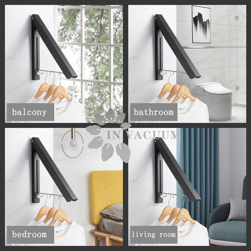 IN VACUUM Clothes Drying Rack, Laundry Racks for Drying Clothes, Wall Mounted Retractable Clothes Hanger for Laundry Room, Garage, Indoor & Outdoo...