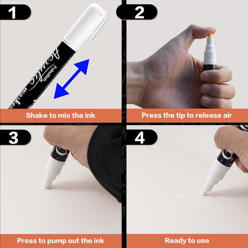 2 Pack White Acrylic Paint Markers, 3-6mm Waterproof Paint Pens for Wood, Canvas, Stone, Rock Painting, Mug, Ceramic, Glass, Metal Surfaces, DIY C...