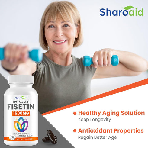1500mg Fisetin Supplements - Powerful Absorption with Liposomal Delivery,98% Pure Fisetin,Polyphenol Antioxidant for Healthy Aging,Non-GMO - 1 Bot...