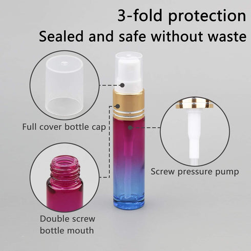 14Pcs 10ml (1/3 oz) Rose Blue Gradient Color Spray Bottles Glass Vials Tube Perfume Atomizer Refillable Makeup Travel Fine Mist Sprayer Bottle Con...