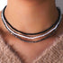 Black White Silver Gemstone Crystal Beaded Layered Choker Necklaces for Women, Dainty Y2k Handmade Triple Stone Beads Chain Twisted Necklace Beach...