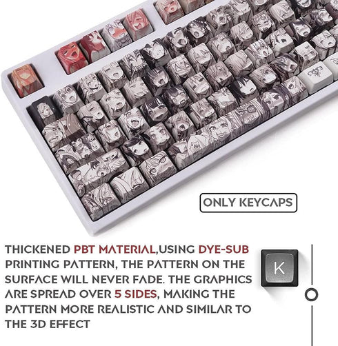 Gliging Anime Keycaps 108 PBT Dye Sublimation OEM Profile Japanese Anime Keycap for 61/87/104/108 Cherry Mx Gateron Kailh Switch Mechanical Keyboa...