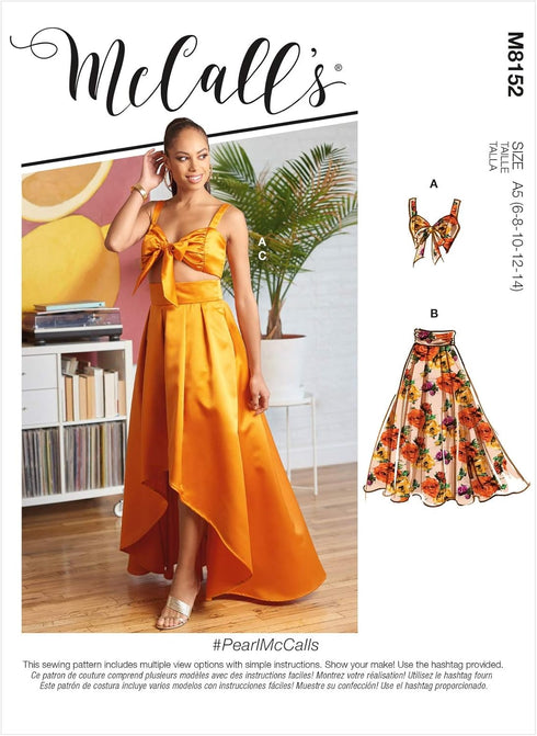 McCall's M8152F5 Misses' High-Waisted Pleated Skirt and Tie Crop Top Sewing Patterns Kit, Design Code M8152, Sizes 16-24...
