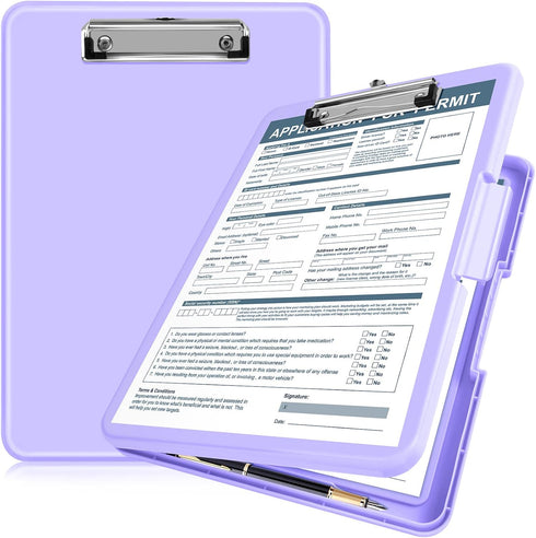 ANZNKU Storage Clipboard Heavy Duty, Clipboard with Storage 13.3x9.6 inches, Side Opening Plastic Clipboard, Nursing Clipboard Foldable, Letter Si...
