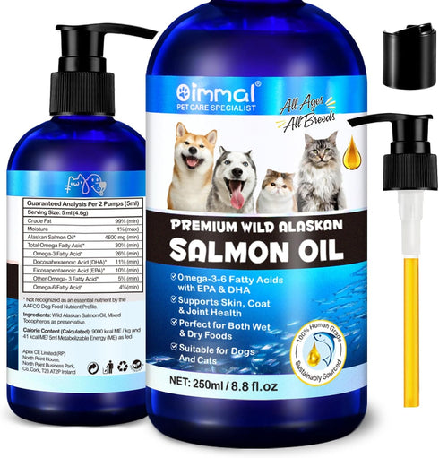 Omega 3 Fish Oil for Dogs -8.8 FL.OZ Salmon Oil for Dogs & Cats - Dog Fish Oil Supplement - Omega 3 Fish Oil for Pet Skin and Coat, Shedding, EPA ...