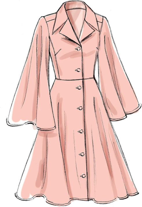 Vogue V9345E5 Easy Women's Notched Collar Dress Sewing Patterns, Sizes 14-22...