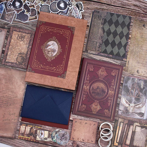 Diuhofart Scrapbooking Supplies Kit, Vintage Magic Scrapbook Kit for Bullet Junk Journal, Stationery, A6 Line Notebook, DIY Journaling Supplies, B...