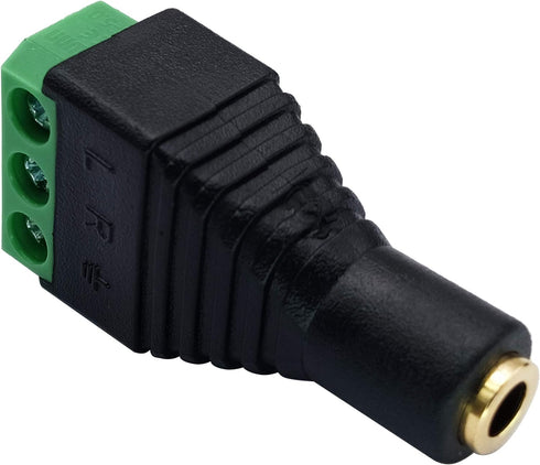 3 Pole 3.5mm Screw Terminal 3.5mm (1/8) Stereo Audio Female to 3 Pin Female Screw Terminal Double Track Headphone Balun Solderless Converter Adapt...