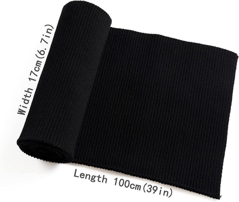 Ribbing for Cuffs and Waistband Knit Fabric,Collar NeckBands Trim Material Jacket Sewing (Black, 36x6in)...
