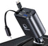 Retractable Car Charger 4 in 1 Fast Car Phone Charger - 66W with 2 Retractable Lightning Cords, USB-A & USB-C Ports to Rapidly Charge 4 Devices at...