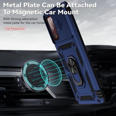 for Samsung Galaxy S20 FE 5G Case with Camera Lens Cover HD Screen Protector, Military-Grade Drop Tested Magnetic Ring Holder Kickstand Protective...