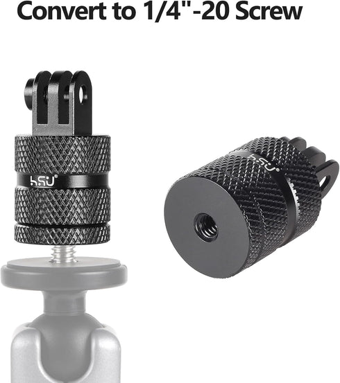 HSU Aluminum 1/4 inch 20 Camera Mount, 360 Degree Rotation Tripod Adapter Fits GoPro Hero, DJI Osmo Action Camera Insta360 Ace Pro AKASO Campark a...