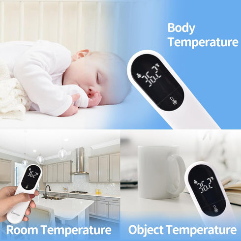 Berrcom No Touch Forehead Thermometer for Adults and Kids, Digital Infrared Thermometer Dual Probe Technology Touchless Baby Thermometer with LED ...