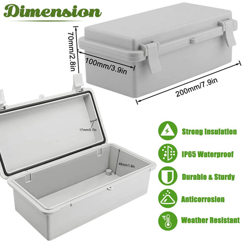 Sunnyglade ABS Plastic Dustproof Waterproof IP65 Junction Box Universal Durable Electrical Project Enclosure with Lock (3.9"x7.9"x2.8")...