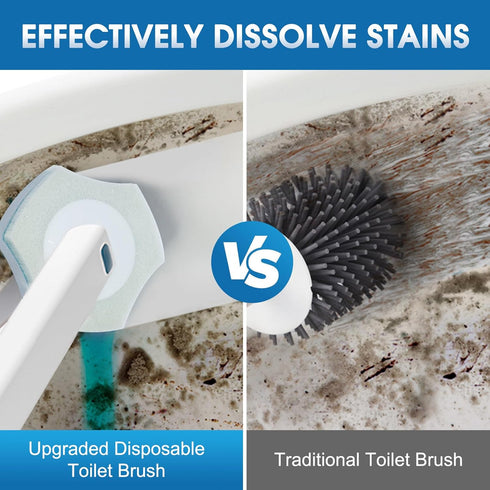 Disposable Toilet Brush Handle with 32 Count Toilet Refills, Disposable Toilet Bowl Brush & Upgraded Toilet Bowl Refill Pads for Bathroom and Toil...