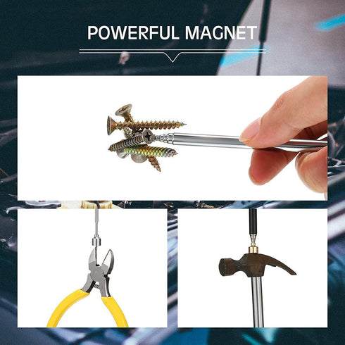 2 Pieces Magnetic Telescoping Pick-Up Tool with Pocket Clip 3 Lb Extendable Magnetic Grabber Reacher Tools 25 Inch Flexible Magnet Retrieval Stick...