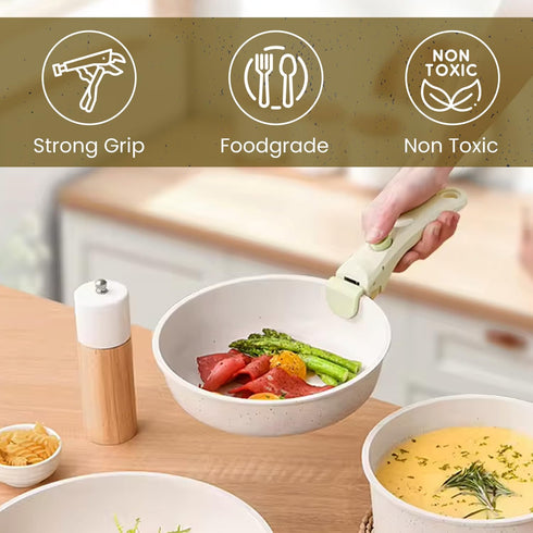 Removable Pan Handle White - Removable Handle Nonstick Pots and Pans - Replacement Pan Gripper - Universal Pot Handle - Suitable for All Cookware ...