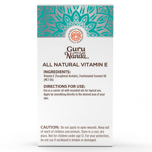 GuruNanda Vitamin E Oil (2 Fl Oz) - 100% Pure & Natural, 15,000 IU per Bottle for Skin, Hair, Face, Nails & Scars - With Coconut Oil to Help Nouri...