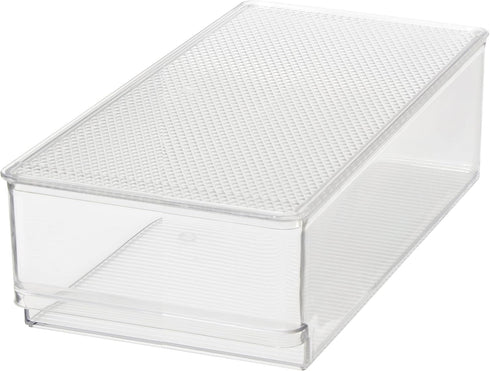 Oggi Clear Stackable Storage Bin with Lid - Ideal for Kitchen, Pantry, Cabinet, Bathroom, Bedroom, Kids, Refrigerator, Freezer. With Handles - Org...