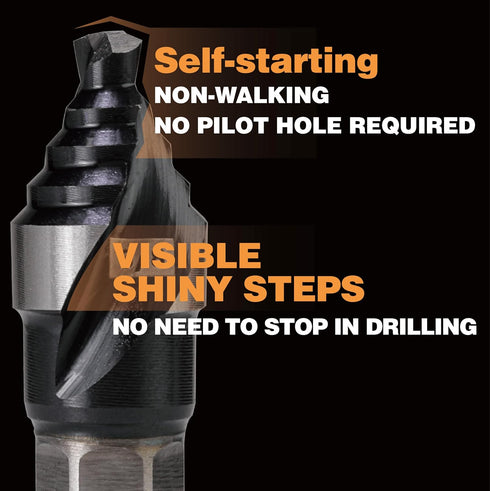M35 HSS 3/8 Inch Step Drill Bit, Single Size Unibit with Double Spiral Flutesfor Drilling Small Holes on Stainless Steel, Metal, Wood, Plastic...