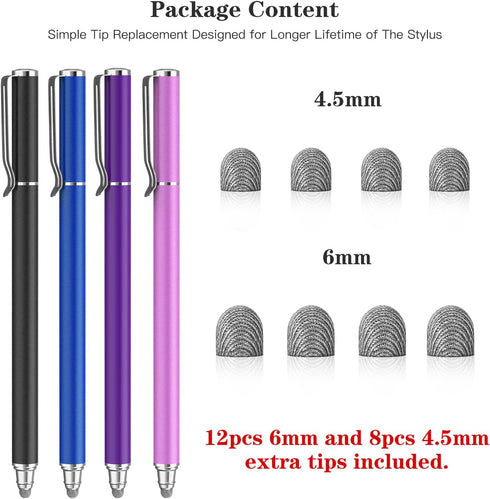 METRO Universal Stylus Pens for Touch Screens - High Sensitivity Capacitive Stylus Fiber Tips 2 in 1 Touch Screen Pen for iPad iPhone and All Othe...