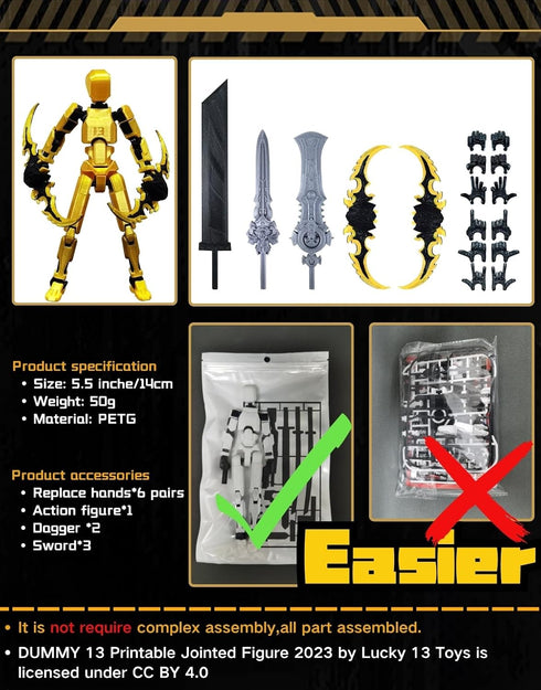 T13 (Assembly Completed) 3D Printed Action Figure,Dummy 13 Robot Action Figure, T13 Collectible Action Figure Articulated, for Collectors Desktop ...
