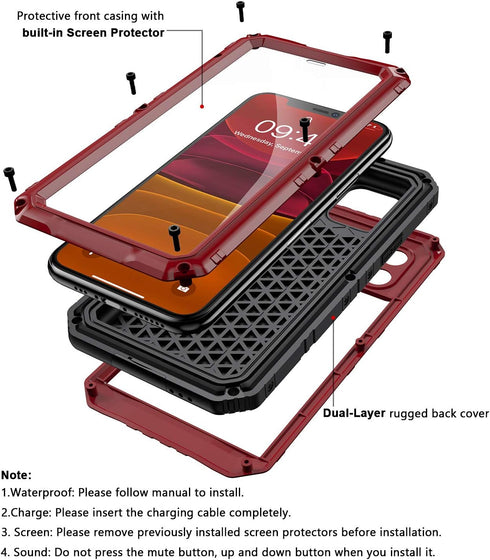 seacosmo Waterproof Case for iPhone 11 Pro, Strong Dust-Proof with Built-in Screen Protector Drop Protection Shock Absorption Case Cover for Phone...