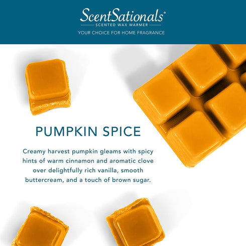 Scentsationals Wax Melts, Wax Cubes Strong Scent - Pumpkin Spice - Long Lasting Scented Melts for Warmer, 10oz (24-Cubes)...