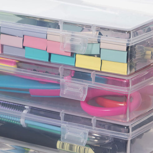Small Storage Containers, 4 Packs Rectangular Plastic Storage Box with Lid 7.1''×4.6''×1.2'', Clear Containers for Storage, Beads, Crafts Accessor...