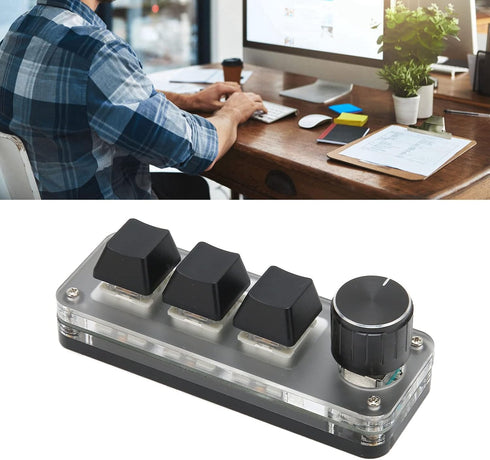 SUNGOOYUE USB 3 Key Keypad, Multifunctional Shortcut RGB Backlight Mini Mechanical Keyboard with Knob for DIY Programming Gaming...