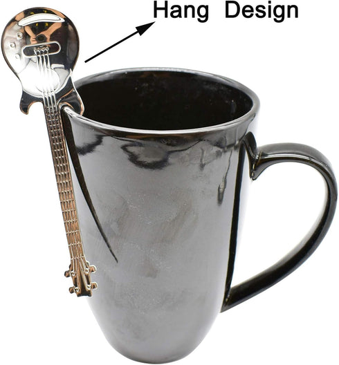 Maydahui 6PCS Guitar Spoons Music Note Teaspoon Set 18/10?304 ?Stainless Steel Musical Notation Dessert Spoon for Coffee Stirring Drink Mixing Mil...